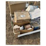 PALLET OF MISC: CABINET DOLLY + JACK, SPEAKER WIRE