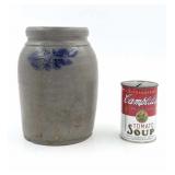 Cobalt Oakleaf Decorated Half Gallon Stoneware Jar