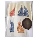 Thai Temple Rubbing W/ Agate Slice