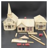 Vintage Cardboard Holiday Houses w/ Accessories