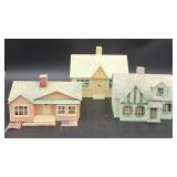 Three Vintage Painted Model Houses w/ Flags