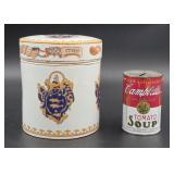 Ceramic Tea Caddy w/ Armorial Motif