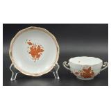 Herend Chinese Bouquet Rust Cream Soup