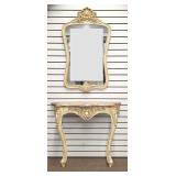 Ornate Mirror w/ Console Table & Carved Details
