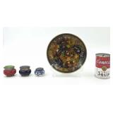 Cloisonnï¿½ Plate and Enameled Porcelain Boxes