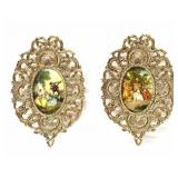 Gilt Metal Frames w/ Porcelain Figural Scenes