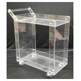 Clear Acrylic Bar Cart w/ Chrome Hardware