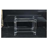 Glass Dining Table w/Lucite and Chrome Base