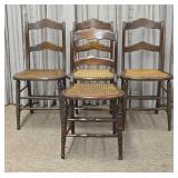 Four Lace Cane Seat Cottage Chairs