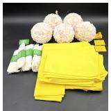 Decorative Lot w/ Yellow Textiles & Florals