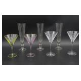 Seven Colored & Clear Stemware Glasses