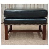 Leather Ottoman w/Wood Frame & Nailhead Trim