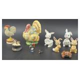 Collectible Animal Figurines w/ Rooster & Turkey