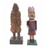 Two Hand-Carved Wooden Figures, King & Warrior