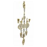 Brass Hanging Candelabra w/ Figurative Detail