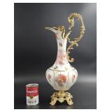 Signed Bronpor Porcelain and Bronze Ewer