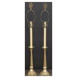 Two Brass Lamps w/ Spiral Column Design