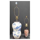 Two Porcelain Table Lamps w/ Asian Motif