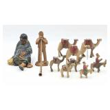 Wood Figures w/Camels & Donkeys