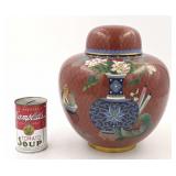 Cloisonnï¿½ Ginger Jar w/ Floral Vase Motif