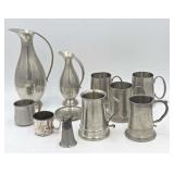 Pewter Pitchers & Collection of Drinking Mugs