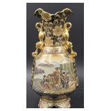 Japanese Satsuma Vase w/ Gilded Handles