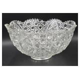 Hobnail & Star Pressed Glass Punch Bowl