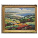 Signed Landscape Painting w/ Coastal Scenery