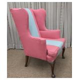 Wingback Chair w/Pink & Blue Upholstery