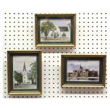 Three Framed Watercolors of European Views