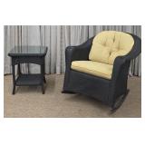 Lloyd Loom Wicker Rocking Chair & Side Table