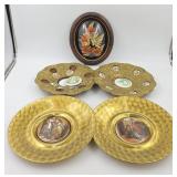 Decorative Plates & Oval Framed Art Set