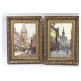 Framed European Street Scene Prints
