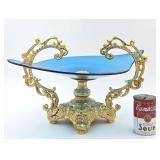 Gilt and Aquamarine Center Bowl
