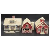 Three Vintage Cardboard Buildings
