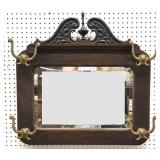 Ornate Oak Hat Rack with Mirror