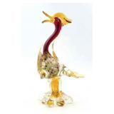 Murano Glass Bird Figurine w/ Colored Accents