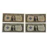 Four Silver Certificates $1 Bills Series 1928-A &