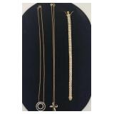 Two Sterling & Vermeil Necklaces & Bracelet