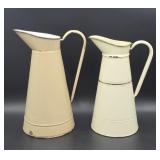 Two French Enameled Pitchers