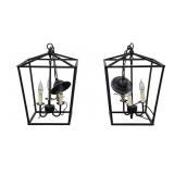 Black Metal Pendant Lanterns w/ 3 Lights