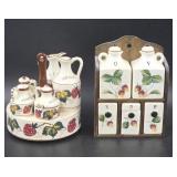 Ceramic Strawberry Kitchen Canister Sets w/ Rack