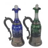 Two Intaglio Cut Glass Claret Jugs