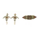 Ayala Bar Brooch and Sterling Earrings