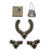 Beaded Collar Set and Mesh Bag