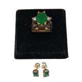 Turkish Statement Ring with Emerald Earrings