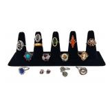 Rings & Earrings w/Various Stones
