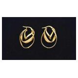 14K Gold Hoop Earrings w/ Layered Design