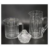 Two Paneled Signed Heisey Pitchers, Pressed Basket