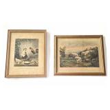 Currier & Ives Framed Etchings